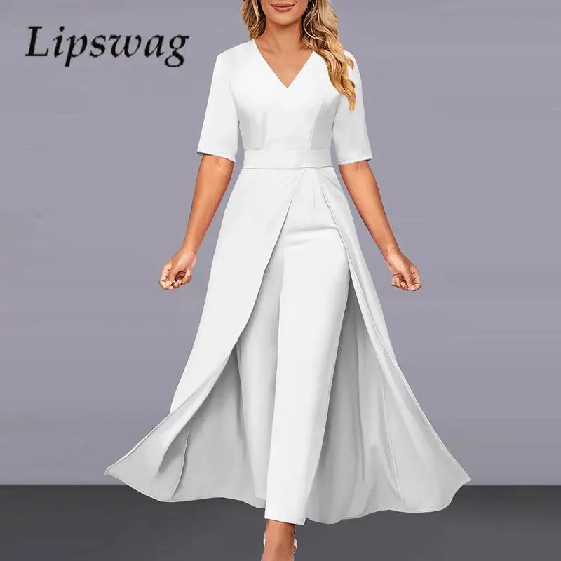 Fashion Elegant Solid V-Neck High-Waisted Jumpsuit Women Waist Hem Short-Sleeved Playsuits Autumn Casual Office Hollow Rompers
Fashion Elegant Solid V-Neck High-Waisted Jumpsuit Women Waist Hem Short-Sleeved Playsuits Autumn Casual Office Hollow Rompers