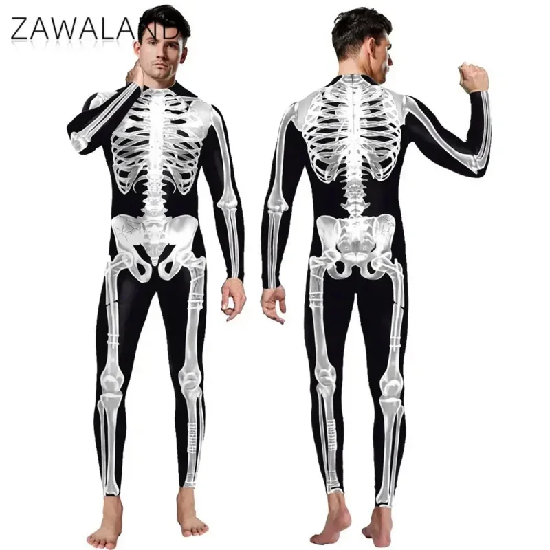 

Костюм для косплея, страшные боди с 3D-принтом скелета, одежда для взрослых, унисекс, карнавальный сексуальный эластичный костюм для Хэллоуина