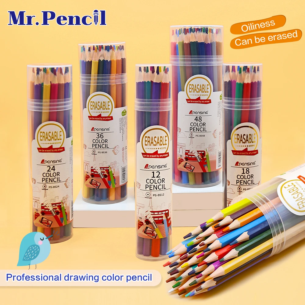 

12/18/24/36/48 Colors Erasable Oil Colored Pencils Set Student Stationery Kids Crayon Toys For School Sketch Draw Art Supplies