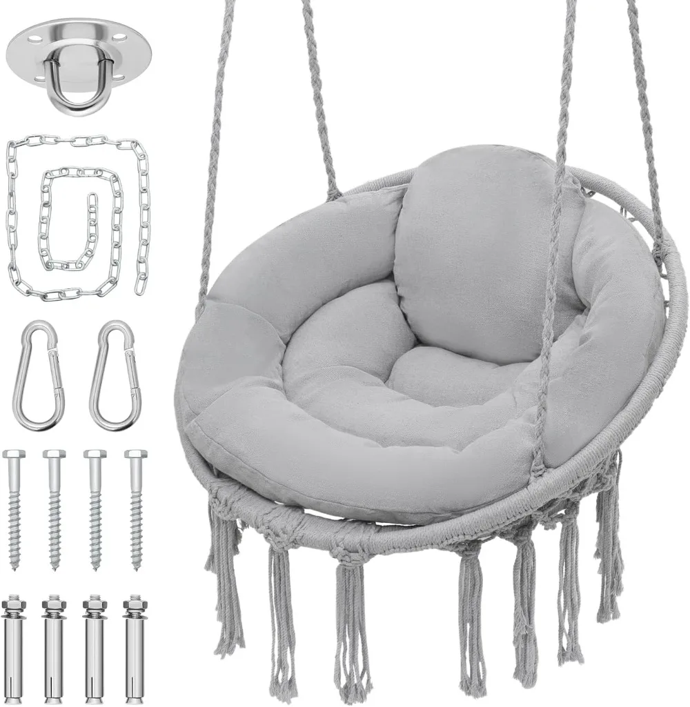 Monibloom Hanging Hammock Chair with Full Cushion, Adults Indoor Hammock Swing with Max 350 Lbs Capacity, Outdoor Macrame
Monibloom Hanging Hammock Chair with Full Cushion, Adults Indoor Hammock Swing with Max 350 Lbs Capacity, Outdoor Macrame