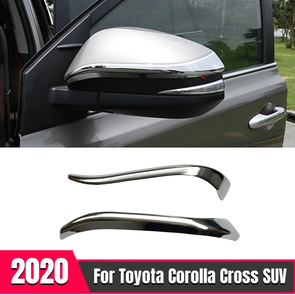 

ABS Chrome Car side door Rearview mirror decoration strip cover trim For Toyota Corolla Cross SUV 2020 Auto exterior Accessories
