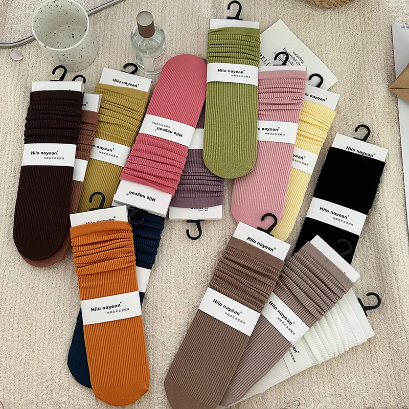Women Socks High Quality Spring Autumn Simple Trends Solid Color Pile Up Socks Female Preppy Style Casual Japanese Fashion Socks
Women Socks High Quality Spring Autumn Simple Trends Solid Color Pile Up Socks Female Preppy Style Casual Japanese Fashion Socks