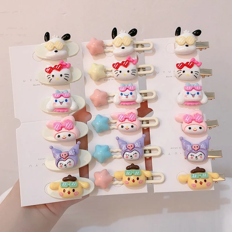 

Cartoon Sanrio Hairpin Kawaii Hello Kitty Melody Kuromi Cinnamoroll Girls Hair Accessories Ornaments Jewelry Holiday Gifts