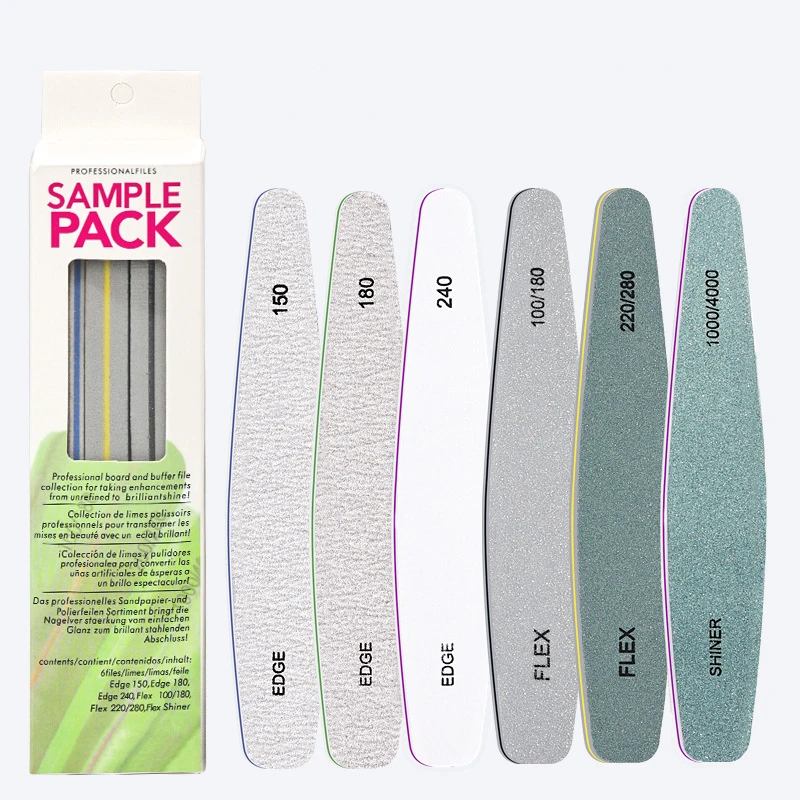 

6 Pcs/Set Double Side Sandpaper Nail File Set Grit 150 180 240 Professional Sanding Pedicure Manicure Files Sponge Buffer Strips