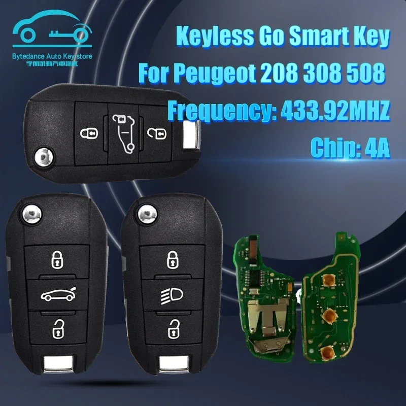 Smart Car Remote Key For Peugeot 208 2008 308 508 HUF8435 Citroen C3 C4 C5 4A AES Chip 433.92FSK Replacement Flip Smart Control
Smart Car Remote Key For Peugeot 208 2008 308 508 HUF8435 Citroen C3 C4 C5 4A AES Chip 433.92FSK Replacement Flip Smart Control
