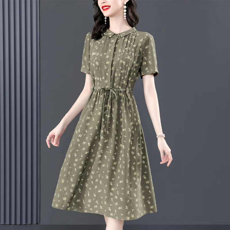 Платья Kuzuwata, с вырезом-бантом, на кулиске, слегка приталенные, с принтом 
Платья Kuzuwata, с вырезом-бантом, на кулиске, слегка приталенные, с принтом