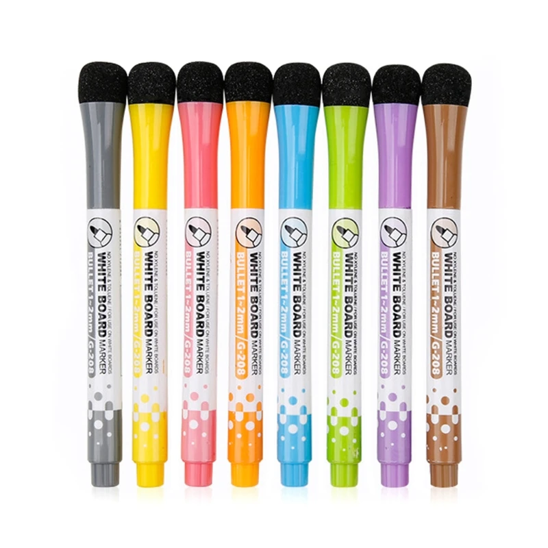 

Magnetic Whiteboard Marker with Eraser 8 Colors Erasable Liquid Chalk Pen Refillable Quick Dry for Whiteboard Blackboard