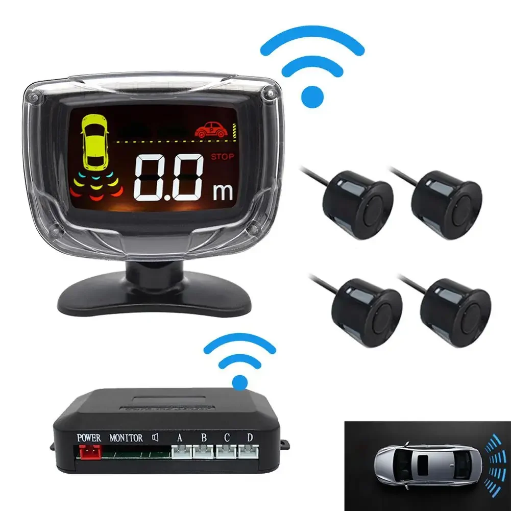 

Wireless Car Parking Sensor Set LCD Display 4 Radar Probe 65dB Buzzer Alarm Backup Reversing Parktronic Monitor Detector System