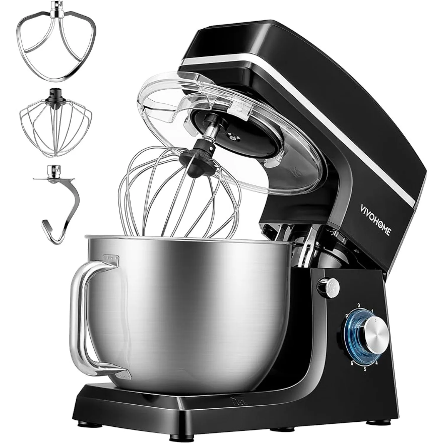 

7.5 Quart Stand Mixer, 660W 6-Speed Tilt-Head Kitchen Electric Food Mixer with Beater, Dough Hook, Wire Whip, and Egg Separator