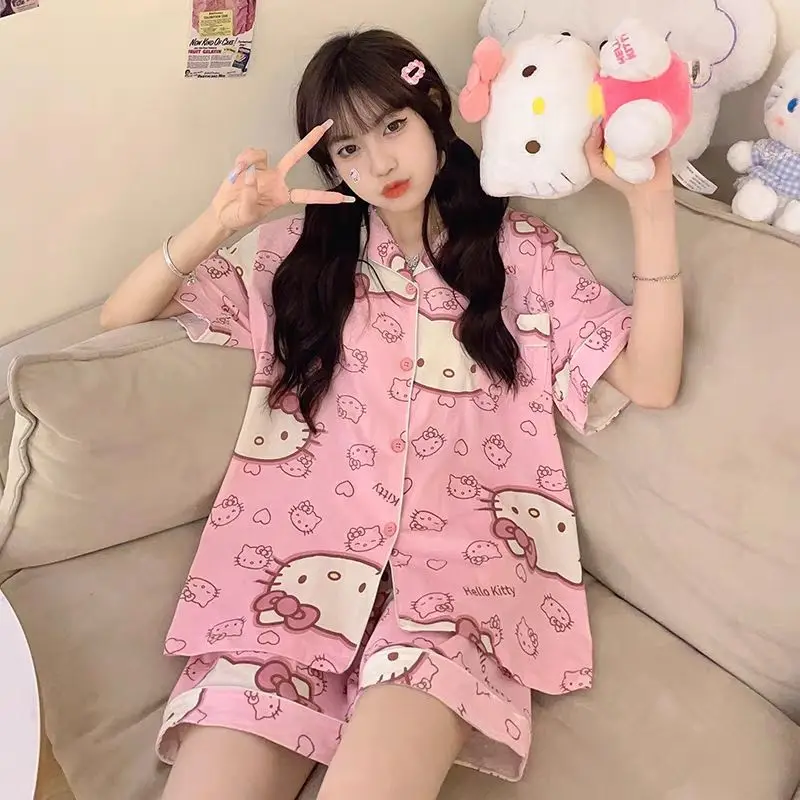 Hello Kitty Y2K Pajamas Sanrio Kawaii Anime Kuromi Short Sleeve Summer Cute Cartoon Sweet Homewear Comfortable 2Pcs Girls Gift
Hello Kitty Y2K Pajamas Sanrio Kawaii Anime Kuromi Short Sleeve Summer Cute Cartoon Sweet Homewear Comfortable 2Pcs Girls Gift