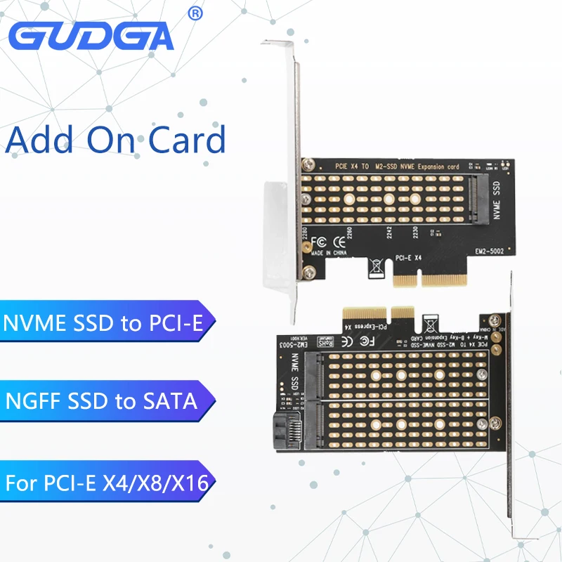 GUDGA Add On Card M2/M.2 SSD to SATA PCI-E Card M Key+B Key Adapter Board Expansion Cards For PCI Express 3.0x4 2230-2280-2242 GUDGA Add On Card M2/M.2 SSD to SATA PCI-E Card M Key+B Key Adapter Board Expansion Cards For PCI Express 3.0x4 2230-2280-2242