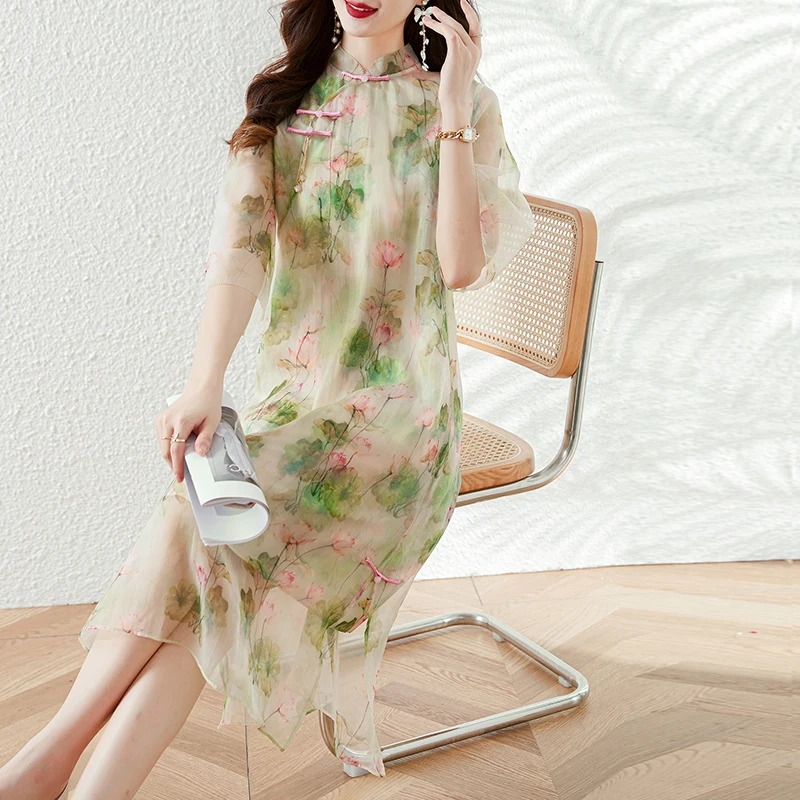 2023 New Fashion Silk Printed Dress Women's Summer Versatile Mulberry Silk 3/4 Sleeve Loose Fit Casual Holiday Dress Vesidos
2023 New Fashion Silk Printed Dress Women's Summer Versatile Mulberry Silk 3/4 Sleeve Loose Fit Casual Holiday Dress Vesidos