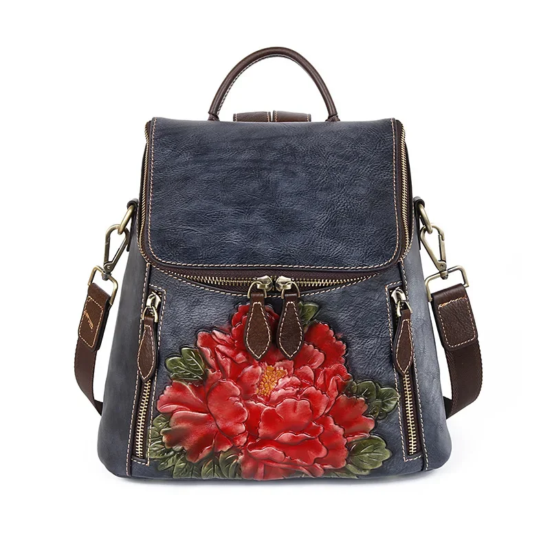 Women Handmade Embossed 3D Floral Backpacks Vintage Genuine Leather Backpack Retro Ladies Real Cowhide Backpack
Women Handmade Embossed 3D Floral Backpacks Vintage Genuine Leather Backpack Retro Ladies Real Cowhide Backpack
