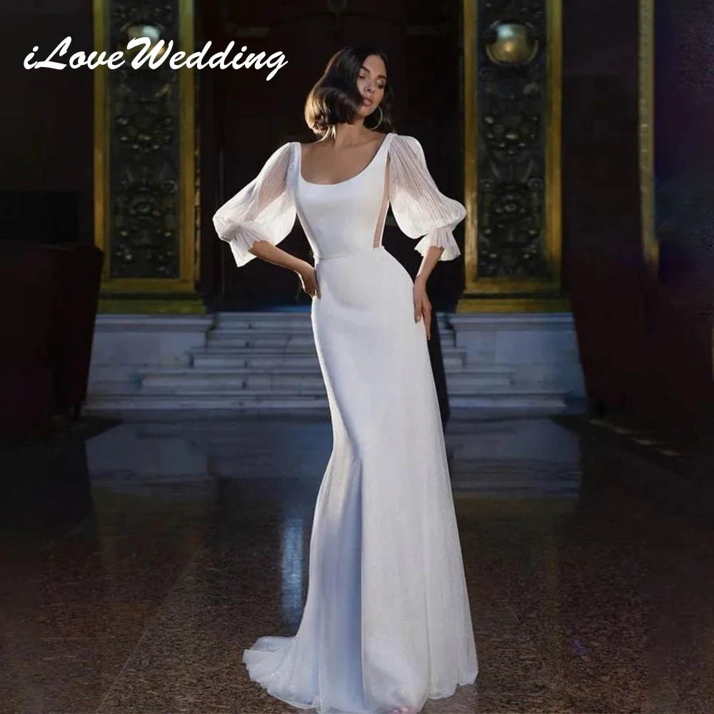 ILoveWedding Elegant Mermaid Wedding Dresses Puff Sleeves Scoop-Neck Stretch Satin Floor Length Bridal Gowns Vestidos de Novia
ILoveWedding Elegant Mermaid Wedding Dresses Puff Sleeves Scoop-Neck Stretch Satin Floor Length Bridal Gowns Vestidos de Novia