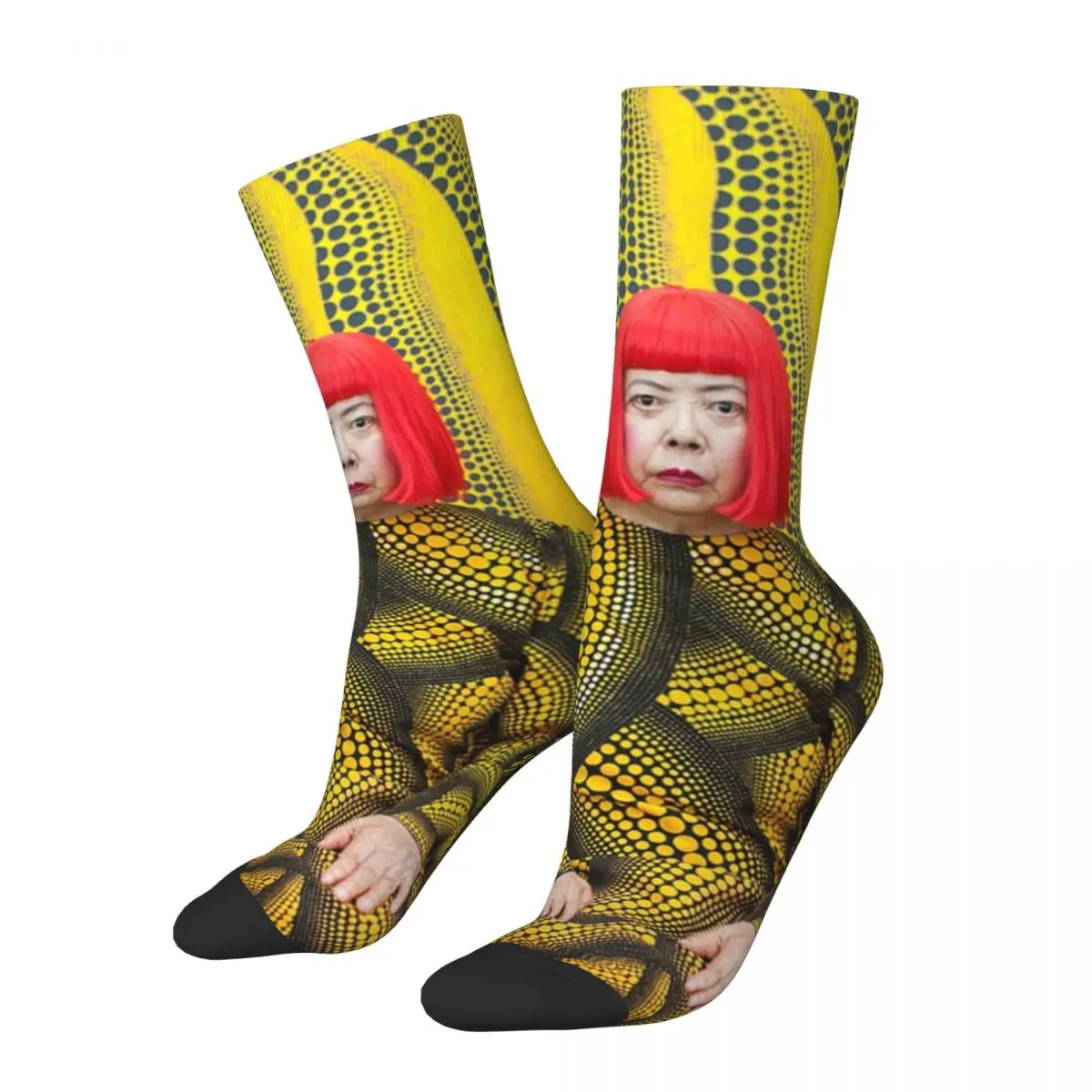 

Pumpkins Yellow Football Socks Yayoi Kusama Art Dots Pumpkin Polka Pop Aesthetic Middle Tube Socks for Unisex Breathable