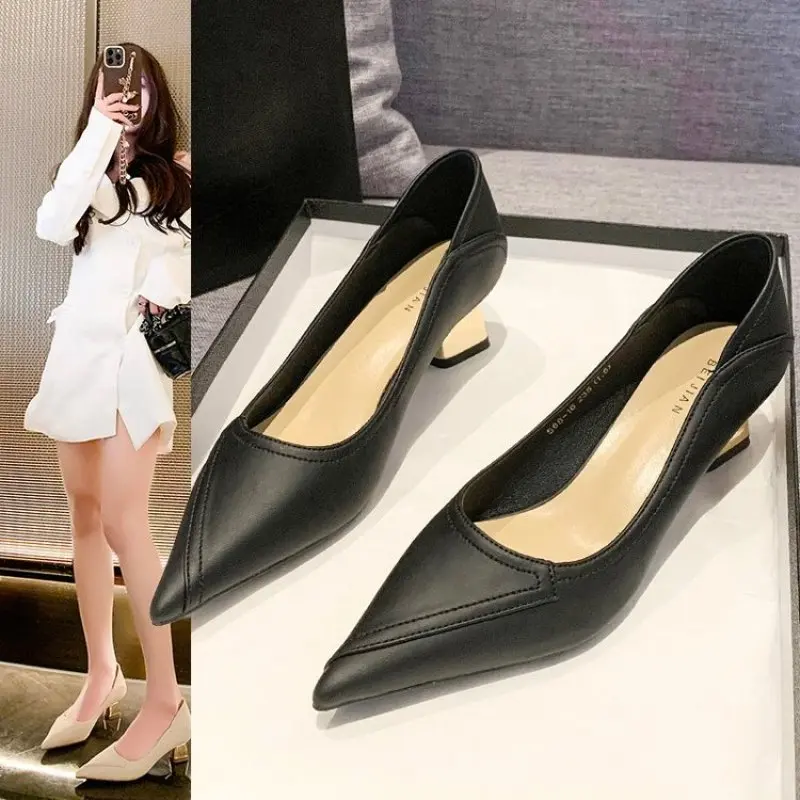 

Female Pumps Nude Shallow Mouth Women Shoes Fashion Office Work Wedding Party Shoes Ladies Low Heel Shoes Woman Spring and Fall