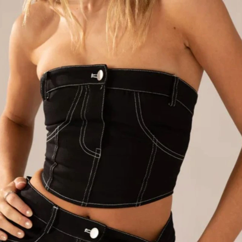 Summer Women Denim Tube Top American Vintage Sleeveless Strapless Tank Top Slim Fit Zip Bralette Top Trendy Casual Streetwear
Summer Women Denim Tube Top American Vintage Sleeveless Strapless Tank Top Slim Fit Zip Bralette Top Trendy Casual Streetwear