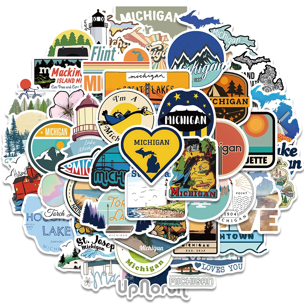 50pcs Cute Cartoon Michigan Landscape Stickers Vinyl Laptop Decals Luggage Water Bottle Notebook Phone Waterproof Graffiti
50pcs Cute Cartoon Michigan Landscape Stickers Vinyl Laptop Decals Luggage Water Bottle Notebook Phone Waterproof Graffiti
