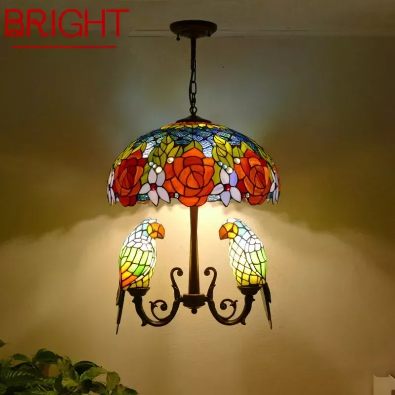 BRIGHT Tiffany Parrot Chandelier Vintage Creative Color Glass Living Room restaurant Bedroom Hotel Corridor Pendant Lamp
BRIGHT Tiffany Parrot Chandelier Vintage Creative Color Glass Living Room restaurant Bedroom Hotel Corridor Pendant Lamp