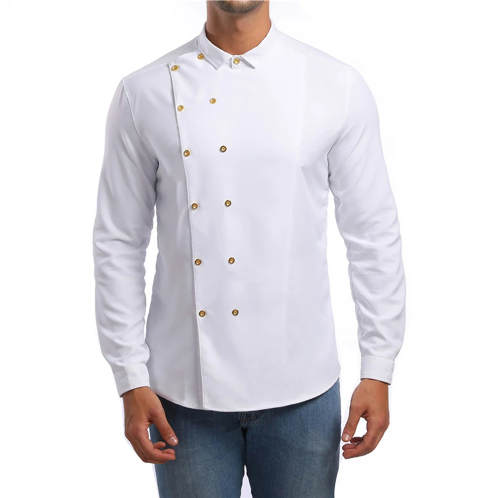 Fashion Men's Diagonal Placket Double Breasted Shirts Long Sleeve Slim Fit Business Dress Shirt Casual Blouse Tops
Fashion Men's Diagonal Placket Double Breasted Shirts Long Sleeve Slim Fit Business Dress Shirt Casual Blouse Tops