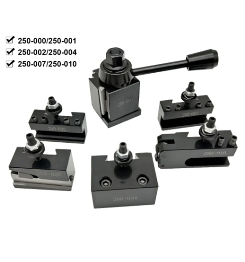 

6Pcs/Set 250-000 Wedge GIB Cuneiform Type Quick Change Toolpost Tool Holder With 6-9" Lathe Swing 250-001/002/004/007/010