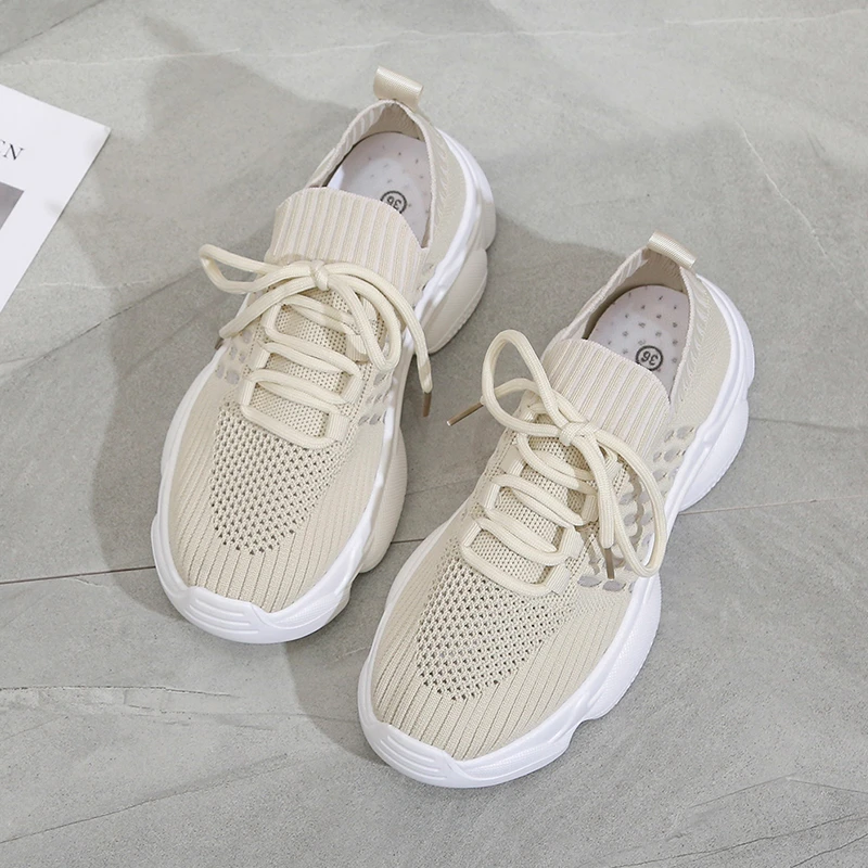 Ladies Thick Sole Sneakers Solid Lightweight Breathable Running Shoes Woven Upper Vulcanized Shoes Women's Flat Casual Shoe
Ladies Thick Sole Sneakers Solid Lightweight Breathable Running Shoes Woven Upper Vulcanized Shoes Women's Flat Casual Shoe
