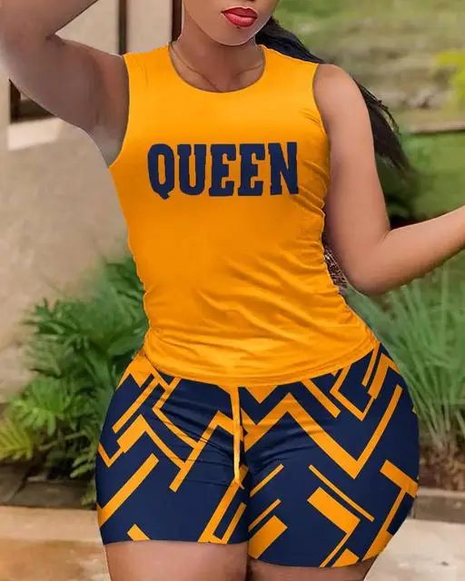 Women's Printed Two Piece Outfits Sleeveless T-shirt Top+Hot Pants Suit Summer Tracksuit Casual Workout Sets 2023 Sports Set
Women's Printed Two Piece Outfits Sleeveless T-shirt Top+Hot Pants Suit Summer Tracksuit Casual Workout Sets 2023 Sports Set