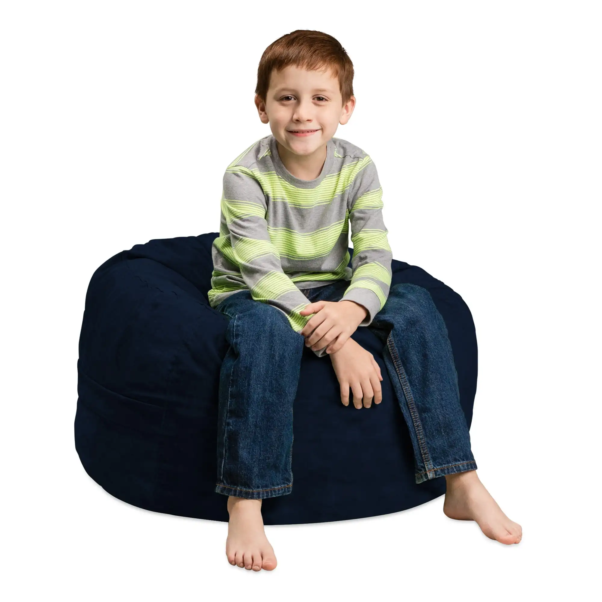 

Memory Foam Bean Bag Chair, Lounger Round Fluffy Couch Cozy BeanBag Chairs with Microsuede Cover, Kids, 2 ft, Navy