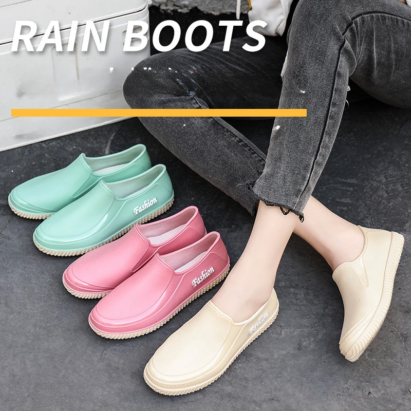 

Shallow Rain Boots Women Outer Wear Waterproof Non-slip Low-top Short Water Shoes Wear-resistant Rubber Summer Casual Sandals 88