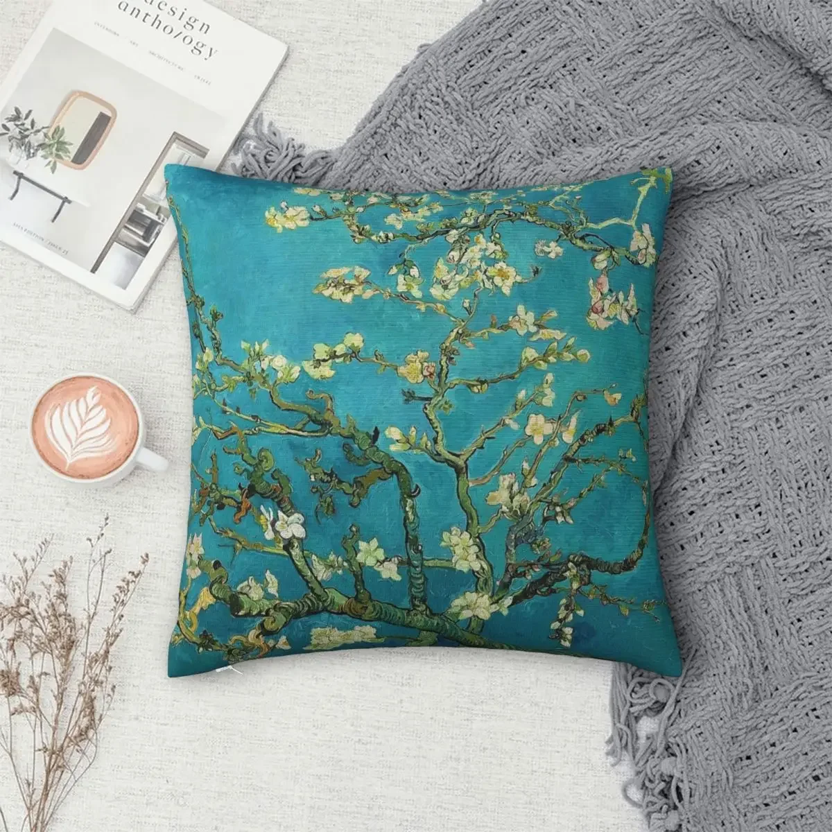 

Vincent Van Gogh Blossoming Almond Tree Pillowcase Polyester Pillows Cover Cushion Comfort Throw Pillow Sofa Decorative Cushions