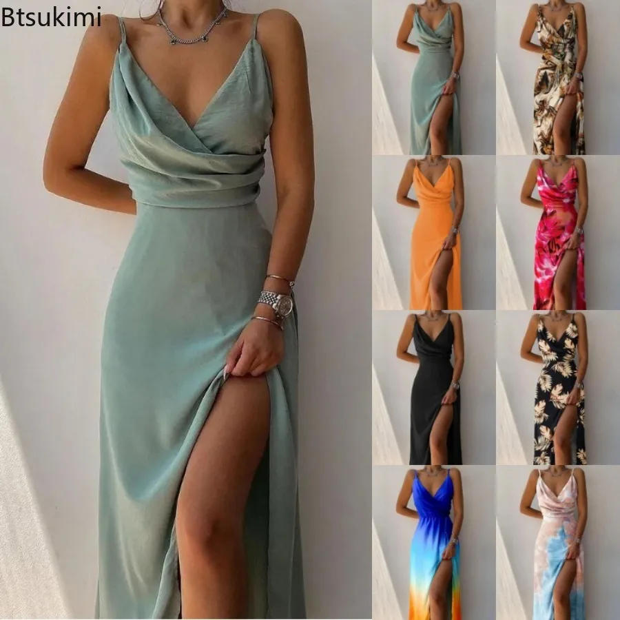 Summer New Women's Camisole Dress Fashion V-neck Sleeveless A-line Long Skirt Ladies Spaghetti Strap Sexy Backless Evening Dress
Summer New Women's Camisole Dress Fashion V-neck Sleeveless A-line Long Skirt Ladies Spaghetti Strap Sexy Backless Evening Dress