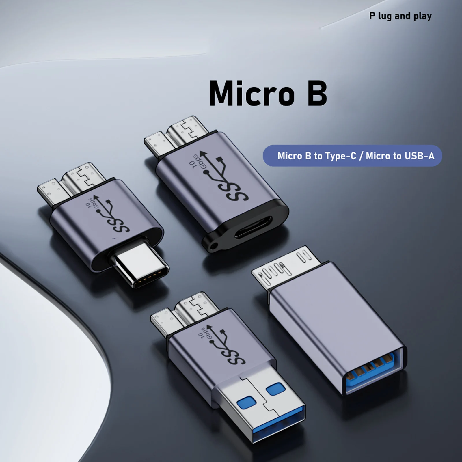 

Переходник с USB C на MicroB, переходник с USB 3,0 «папа» на «папа» Micro B «папа», коннектор, адаптер для зарядки и синхронизации данных, 10 Гбит/с, Прямая поставка