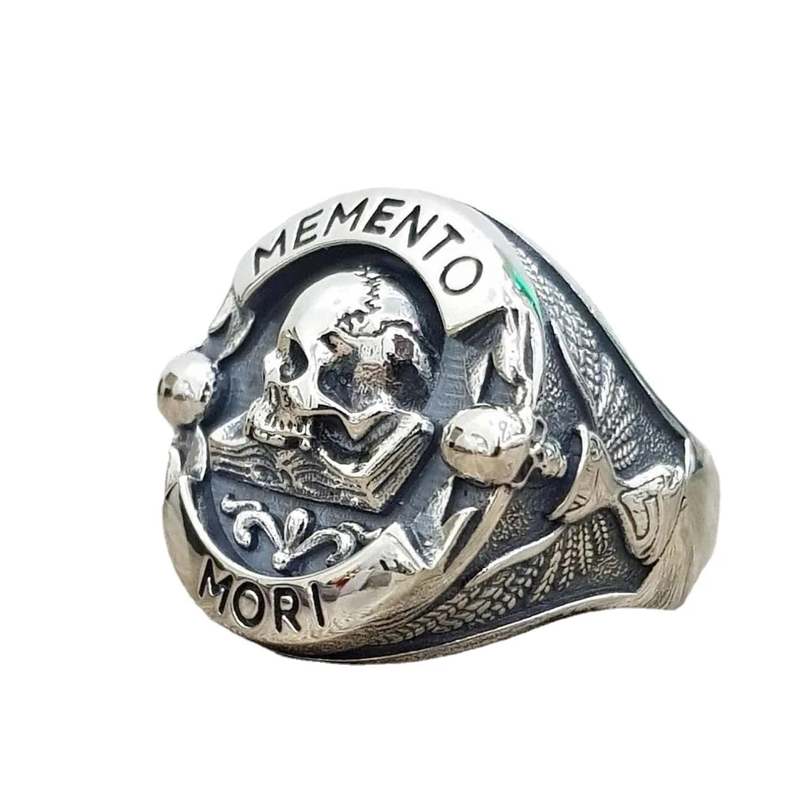 Bague Seton Goth Vintage pour hommes et femmes, Domic Memento, Mori Carpe Diem, Lettre, Crâne, Punk, Modules de Noël, Bijoux, Mode, Y2K 5