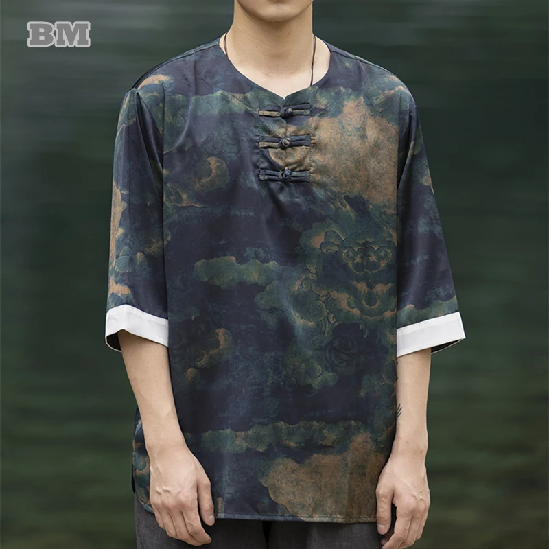 Summer Chinese Traditional Dress Tie Dye T Shirt Men Clothing Round Neck Ice Silk Thin Short Sleeves Tai Chi Kung Fu Tops Male
Summer Chinese Traditional Dress Tie Dye T Shirt Men Clothing Round Neck Ice Silk Thin Short Sleeves Tai Chi Kung Fu Tops Male