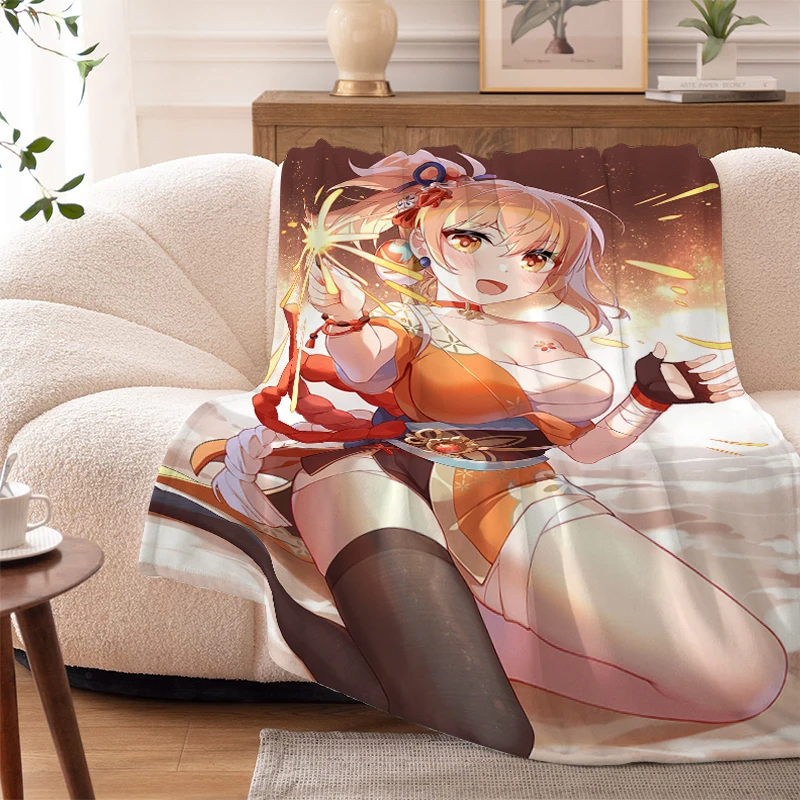 

Custom Blanket Sofa Winter King Size G-Genshin Digital Print Warm Microfiber Bedding Knee Bed Fleece Nap Fluffy Soft Blankets