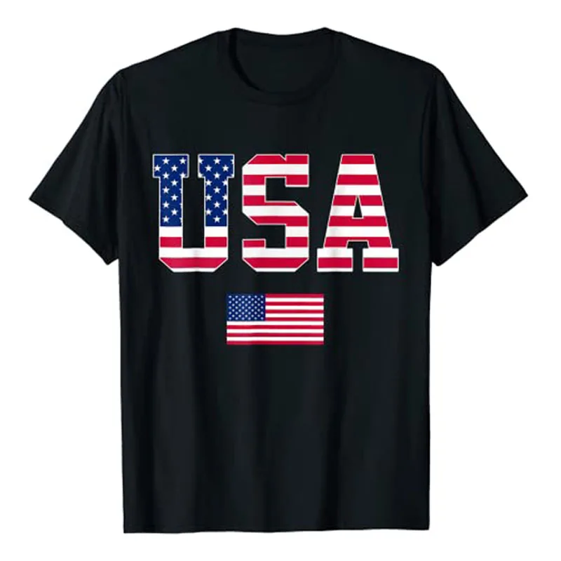 

USA T-Shirt Women Men Patriotic US Flag 4th of July Apparel American Proud Graphic Tee Top Independence Day Clothes Novelty Gift
