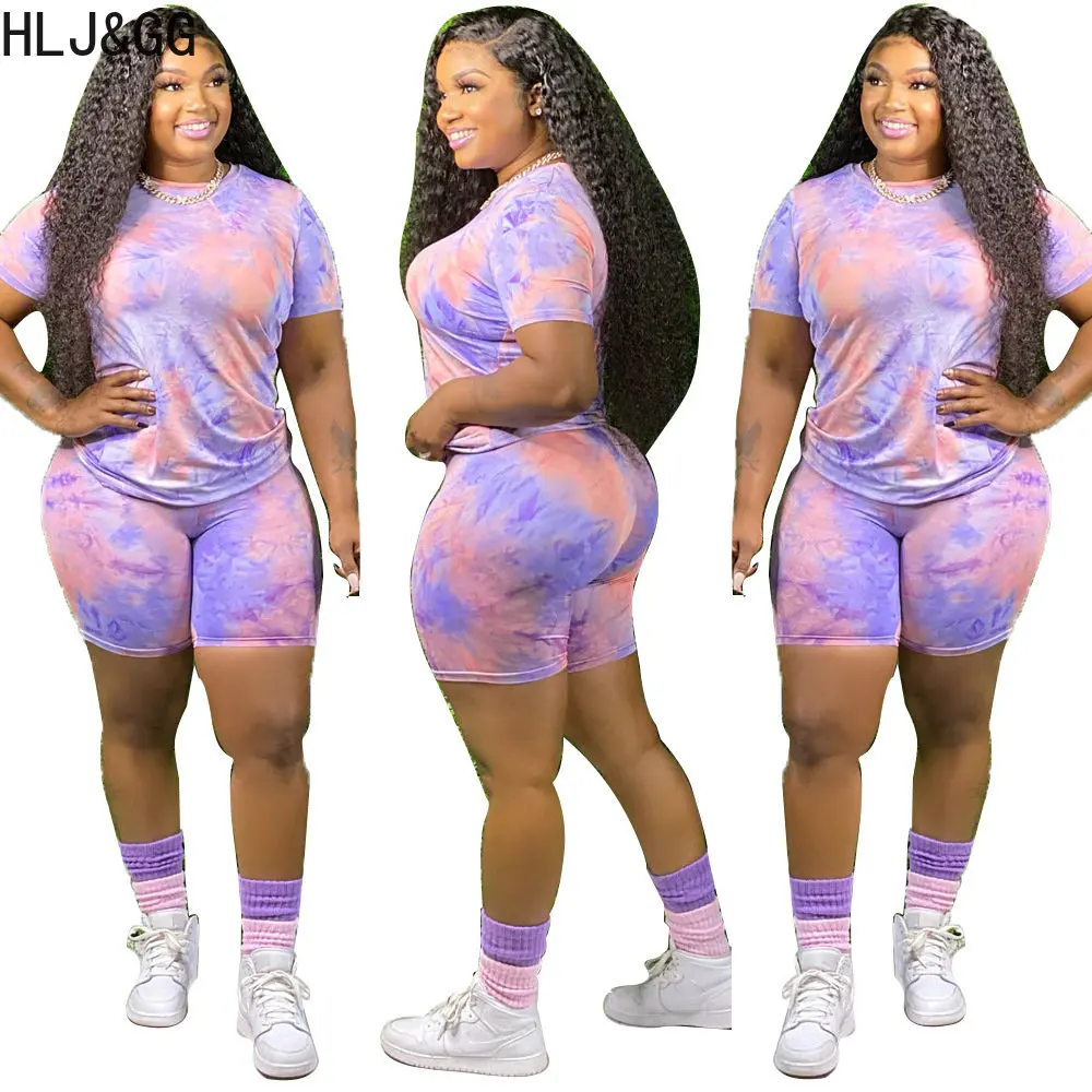 HLJ&GG Fashion Tie Dye Printing Two Piece Sets Women Round Neck Short Sleeve Top And Shorts Tracksuits Casual Sporty 2pcs Outfit
HLJ&GG Fashion Tie Dye Printing Two Piece Sets Women Round Neck Short Sleeve Top And Shorts Tracksuits Casual Sporty 2pcs Outfit