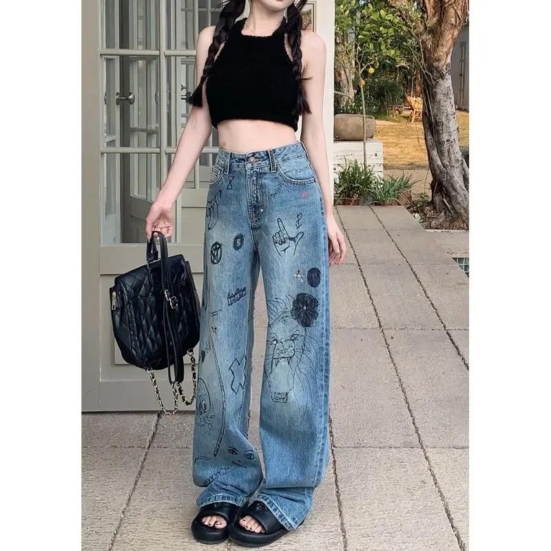 Design Sense Niche Graffiti Jeans Female 2023 New Print Hot Drill Heavy Loose Wide Leg Mop Pants
Design Sense Niche Graffiti Jeans Female 2023 New Print Hot Drill Heavy Loose Wide Leg Mop Pants