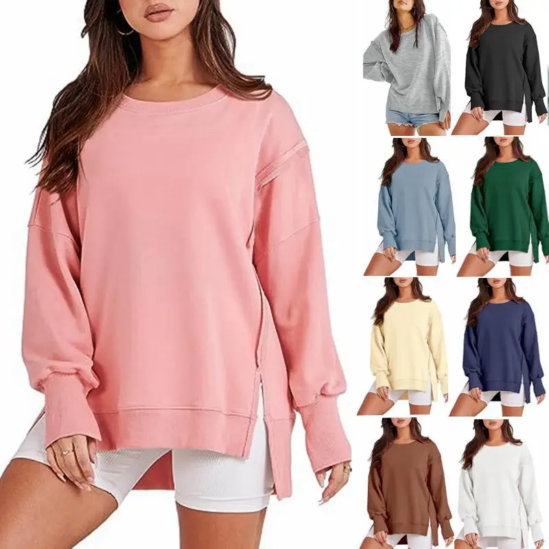 Autumn Women's Pullover Tops Short Front Back Long Side Split Round Casual Loose Long Sleeve Women's Solid Color Sweatshirts
Autumn Women's Pullover Tops Short Front Back Long Side Split Round Casual Loose Long Sleeve Women's Solid Color Sweatshirts