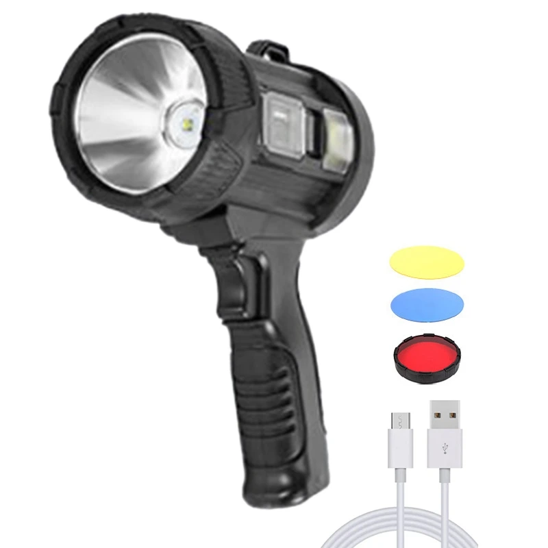 Strong Light Rechargeable Solar Searchlight LED Portable Lamp With Sidelight Red And Blue Flash
Strong Light Rechargeable Solar Searchlight LED Portable Lamp With Sidelight Red And Blue Flash
