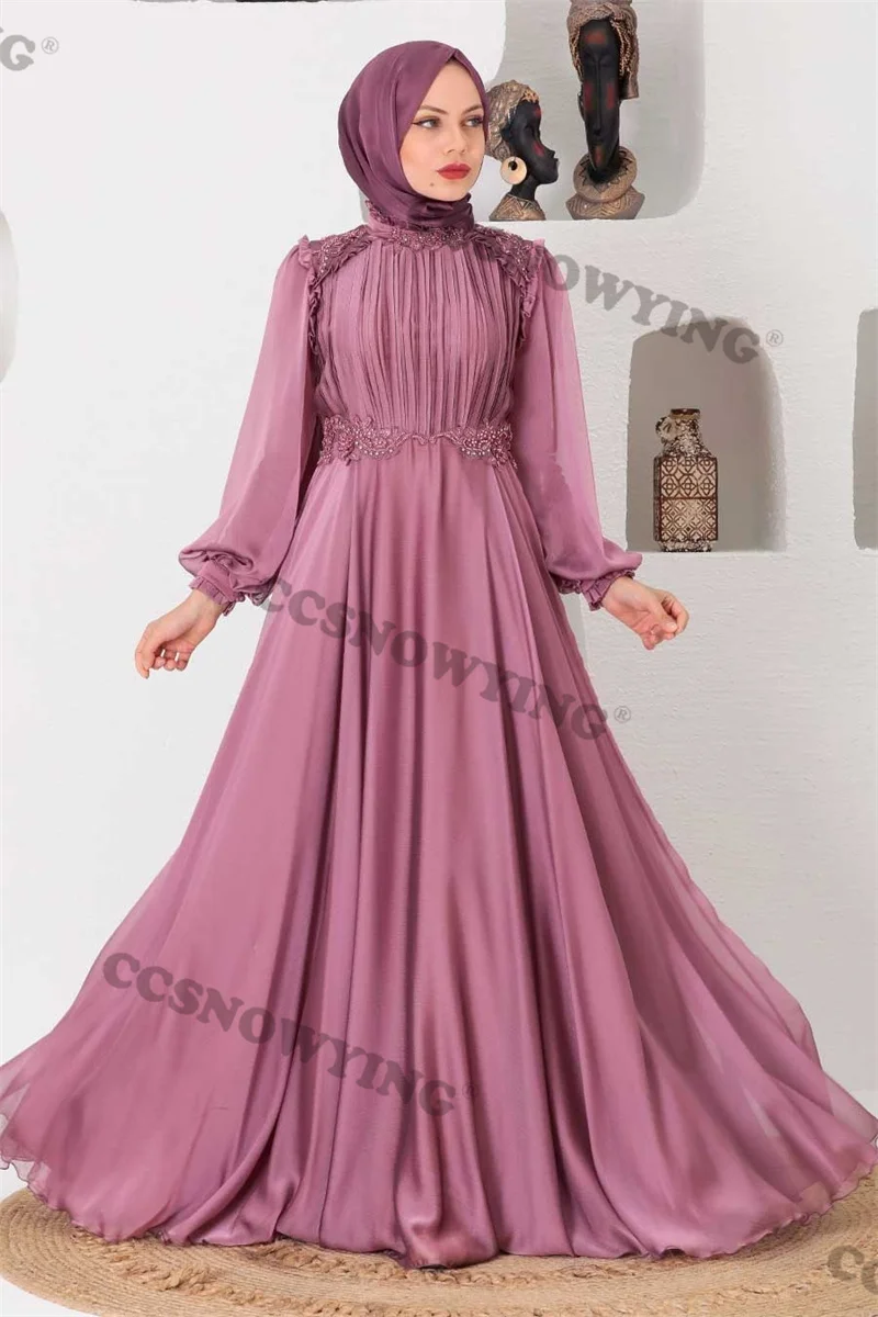 Chiffon Appliques Beaded Muslim Evening Dresses Long Sleeve Islamic Formal Party Gowns High Neck Women Arabic Robes De Soirée
Chiffon Appliques Beaded Muslim Evening Dresses Long Sleeve Islamic Formal Party Gowns High Neck Women Arabic Robes De Soirée