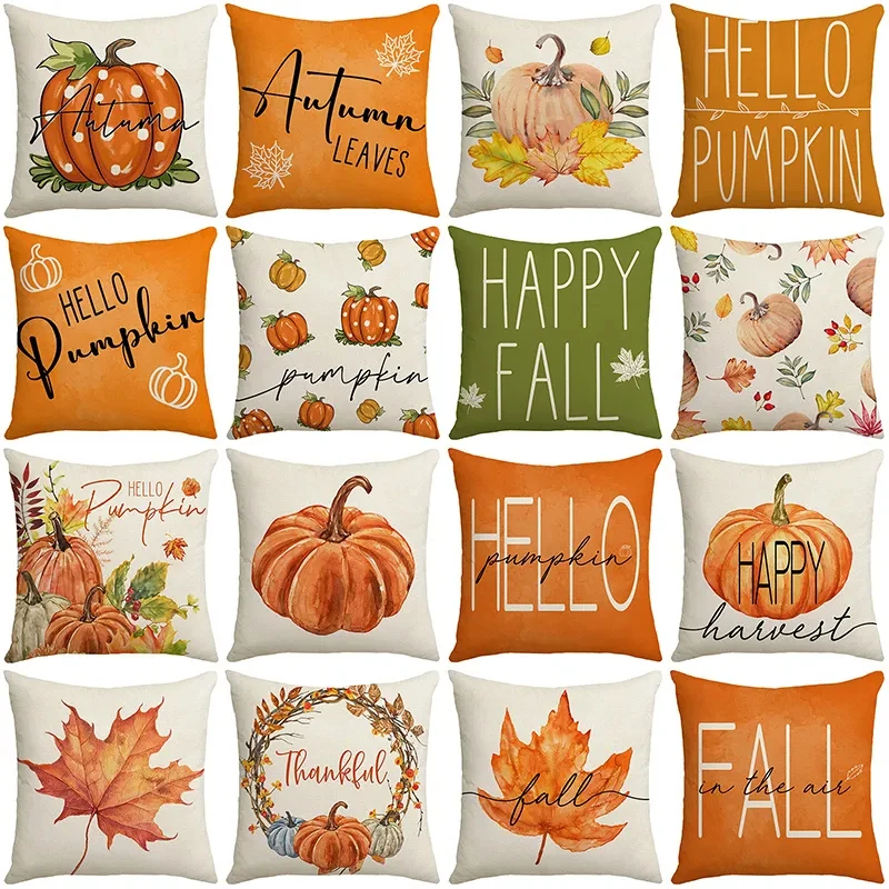 

Thanksgiving Couchion Covers Office Decorations Decor Autumn Pumpkin Cover Fallen Leaves Pillow Case Personalized Gift F1746
