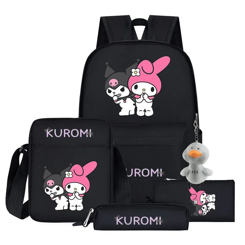 

4PC-SET MINISO Sanrio Kuromi anime cute schoolbag for men and women, junior high school students, large capacity shoulders