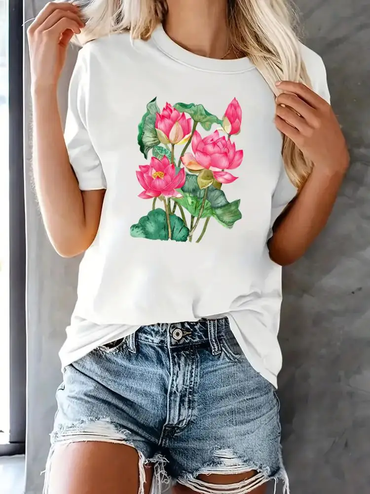 

Женский топ с принтом, женская футболка, модный тренд с цветочным принтом, Повседневная футболка в стиле 90-х, одежда с коротким рукавом, футболки с графическим принтом