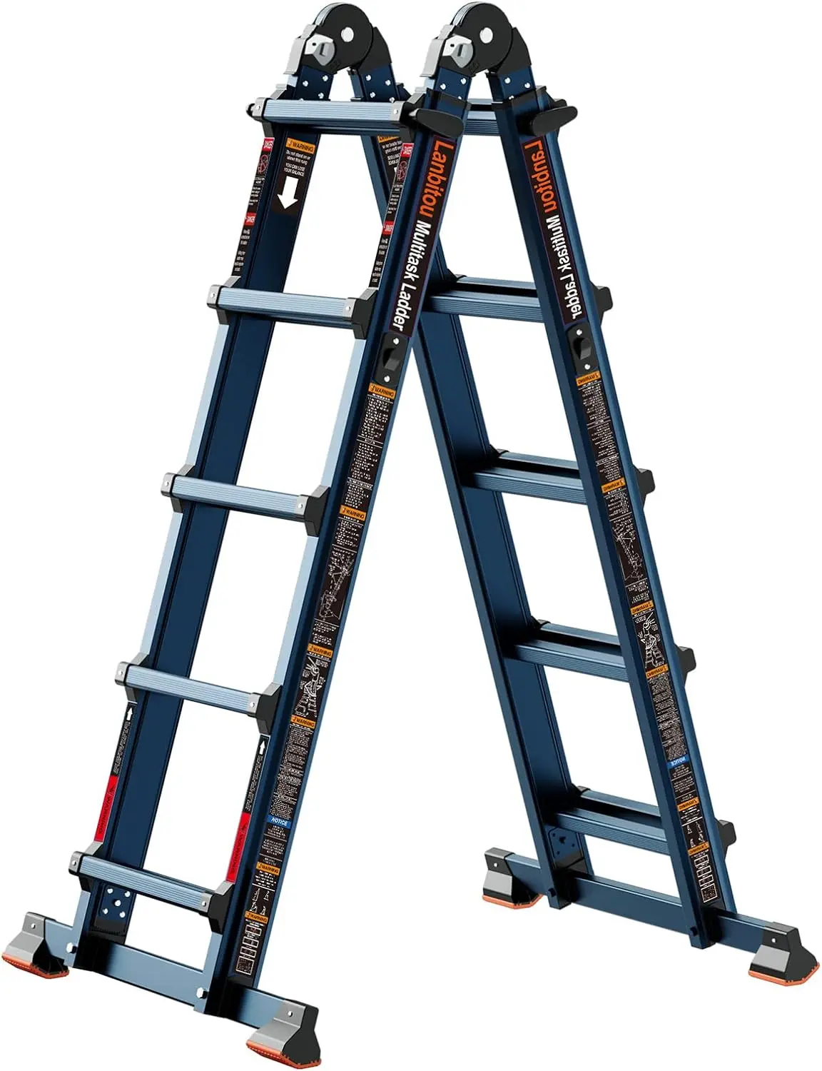 

Ladder, A Frame 5 Step Ladder Extension, 17 Ft Anti-Slip Multi Position Ladder, Storage Folding Ladder, 330 lbs Security Load