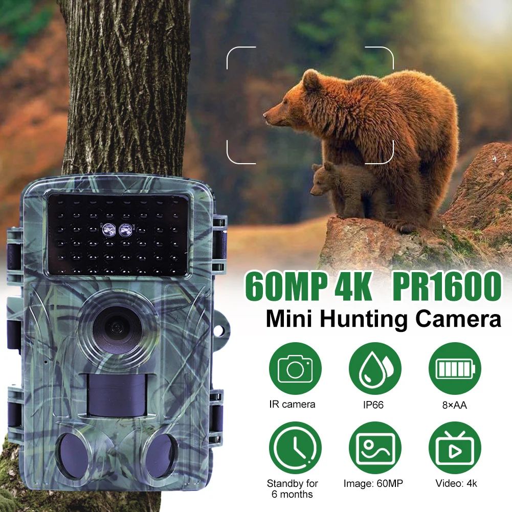 Outdoor WiFi Hunting Trail Camera 60MP 4K Infrared Night Vision Motion Activated Security Cam Waterproof Wildlife Photo Traps
Outdoor WiFi Hunting Trail Camera 60MP 4K Infrared Night Vision Motion Activated Security Cam Waterproof Wildlife Photo Traps