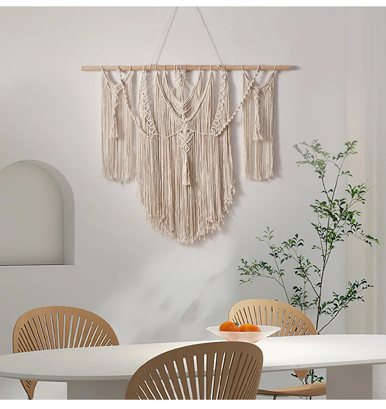 Handwoven Cotton Tassel Tapestry - Nordic Boho Wall Hanging 6 S0e6128ca6b9d41c8bdffffbbfffb5a8ds