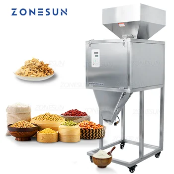 ZONESUN 반자동 건조 분말 과립 쌀 재료 충전 계량 기계, 식품 과립 필러 포장 기계, 50-9999g
