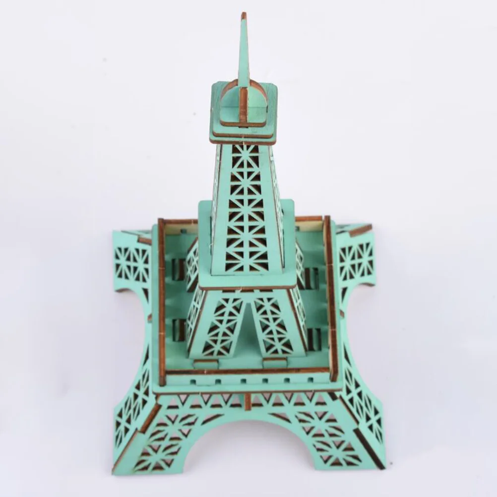 

3D Wooden Eiffel Tower Puzzle Educational Board Toy DIY Funny Jigsaw for Kids Children (Green)