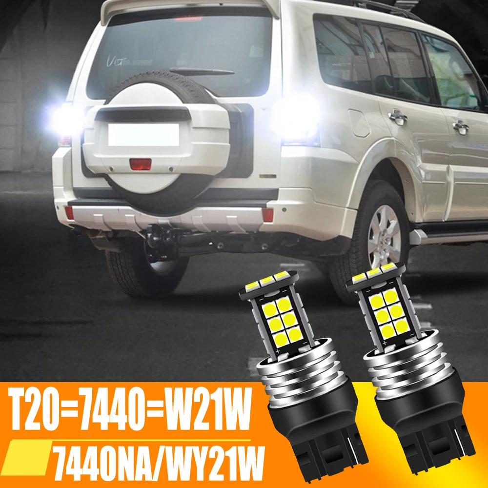 

2pcs T20 LED W21W WY21W Bulbs 12V 7440 7440NA 24SMD 3030 Auto Turn Signal Reverse Light Car Lamps White Brake Back Up Cob 6000k